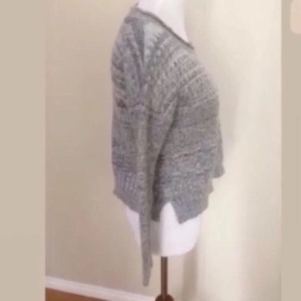 Anthropologie Sparrow Gray Striped Short Cropped Sweater‎ Women’s Sz Medium
